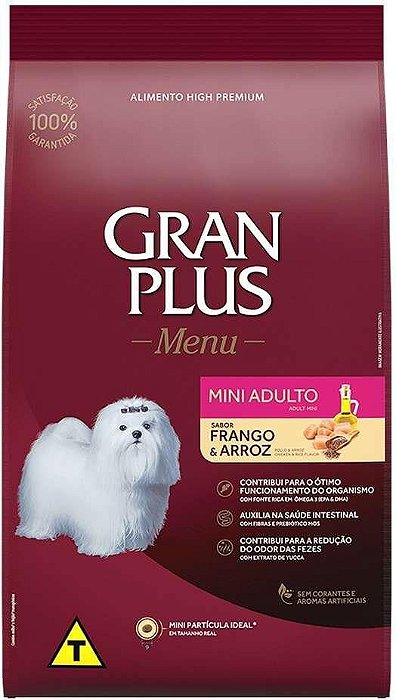 Racao Gran Plus Menu Cao Ad Mini Frango e Arroz 15kg