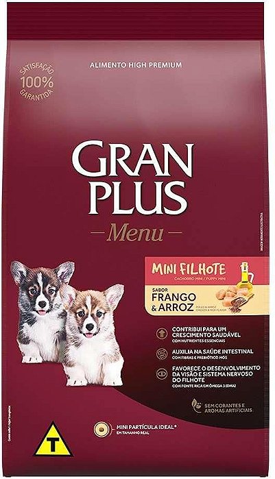 Racao Gran Plus Menu Cao Filhote Mini Frango e Arroz 10kg