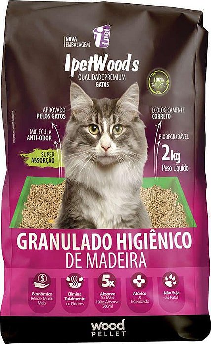 Areia Granulado de Madeira Ipetwoods 2 Kg