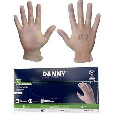 Luva Vinil Transparente Danny G - Par