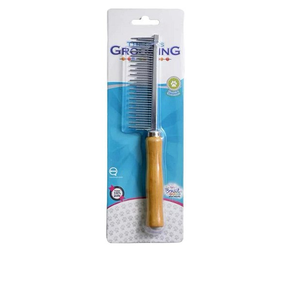 Pente 20/20 Dentes Longos/curto Cabo Madeira - The Pets