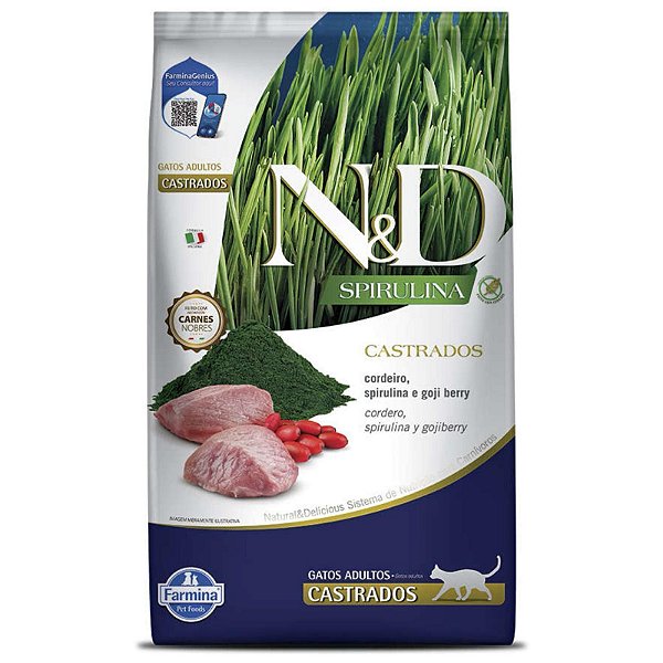 Racao Nd Spirulina Fel Adult Cast Cordeiro 1,5kg