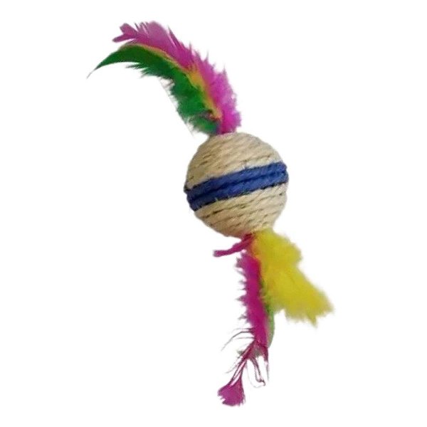 Brinquedo Sisal Bolinha P/gatos C/penas -  Pet Service