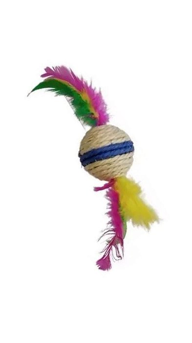 Brinquedo Sisal Bolinha P/gatos C/penas -  Pet Service