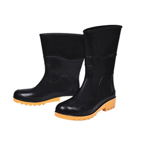 Bota Baspan Pvc Preta/amar C.Medio S/forro 37