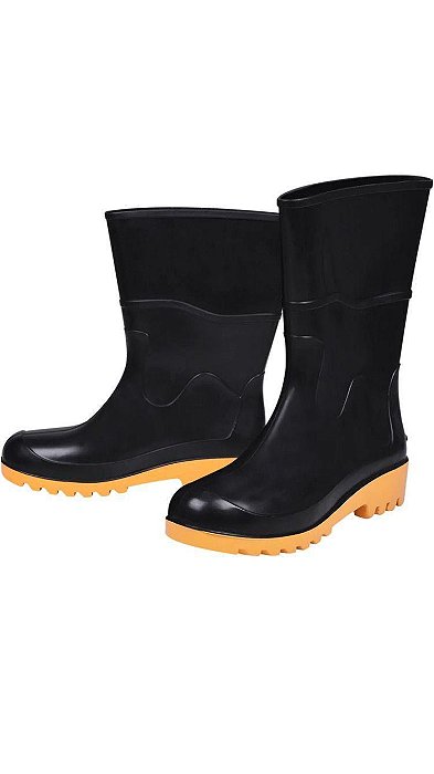 Bota Baspan Pvc Preta/amar C.Medio S/forro 37