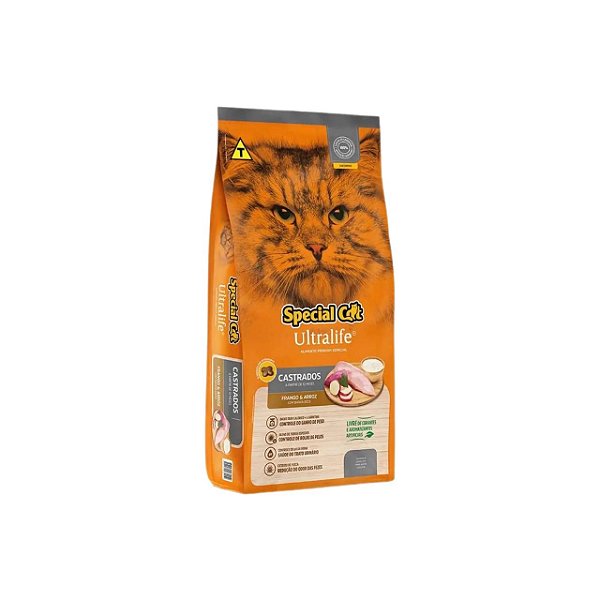 Racao Special Ultralife Cat Castrados Frango 10,1kg