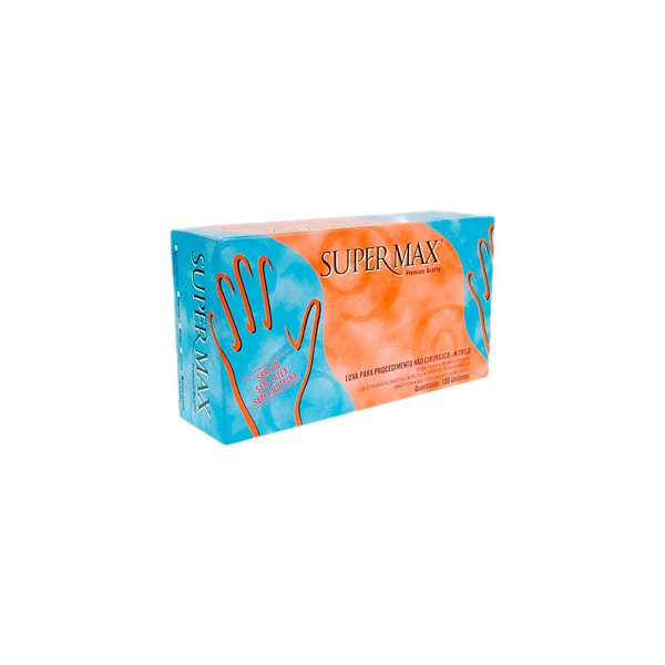 Luva Supermax Nitrilo Azul m C/100un Sem Po