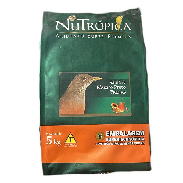 Racao nutropica Sabia e Passas Preto 5 Kg