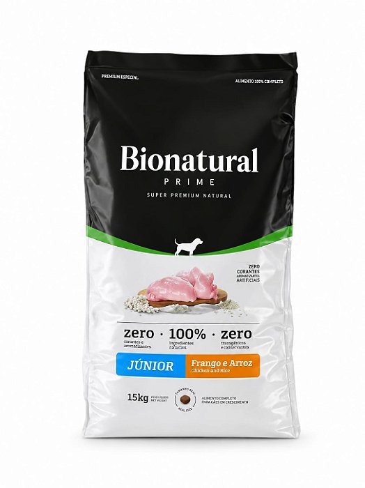 Racao Bionatural Caes Junior Rmg Frango 15 Kg