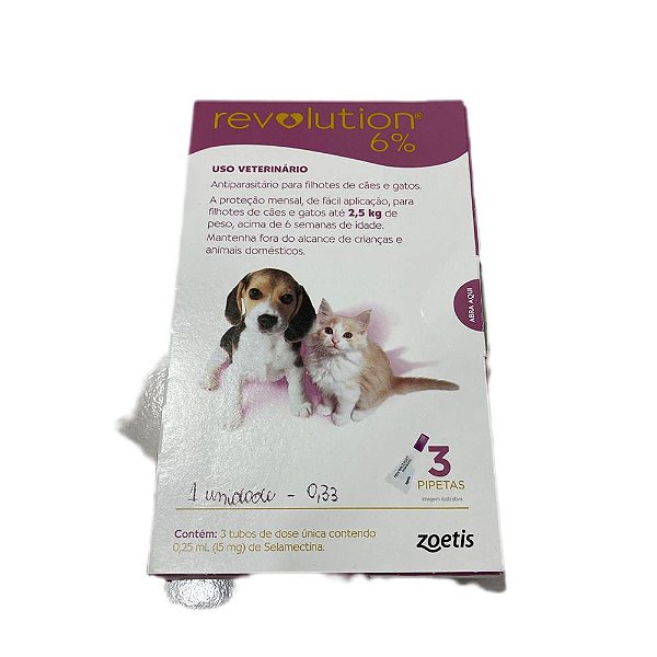 Revolution 15mg Até 2,5kg C/3 Pipetas - Zoetis