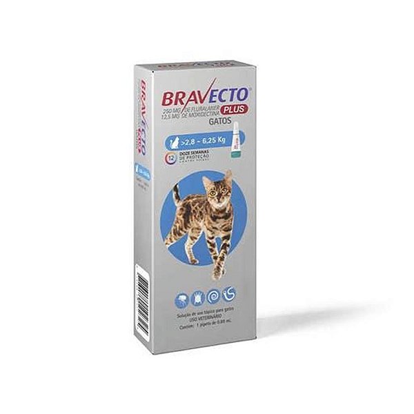 Bravecto Transdermal Plus Gatos 250mg 2,8 a 6,25kg