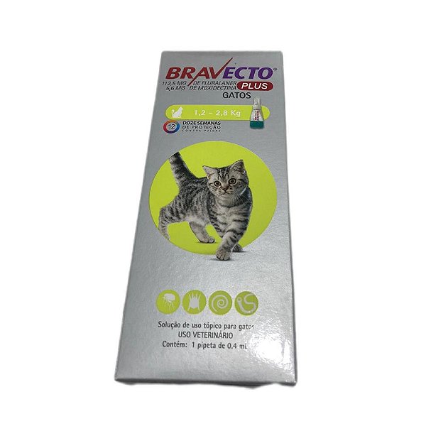 Bravecto Transdermal Plus Gatos 112,5mg 1,2 a 2,8kg