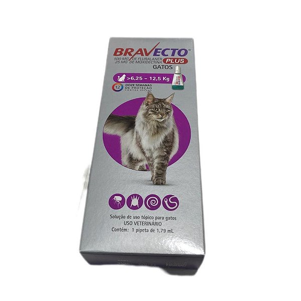 Bravecto Transdermal Plus Gatos 500mg 6,25 a 12,5kg