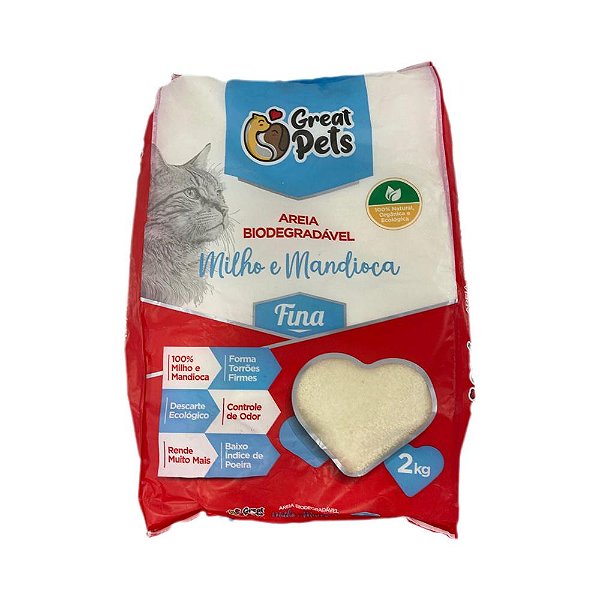 Areia Great Pets Biodegradavel Fina - 2kg