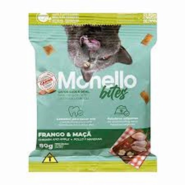 Monello Bites Gatos Saude Oral Frango e Maçã 80g