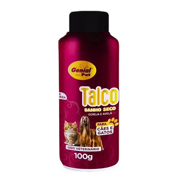 Talco Banho Seco P/ Caes e Gatos Cereja + Avela - Genial Pet