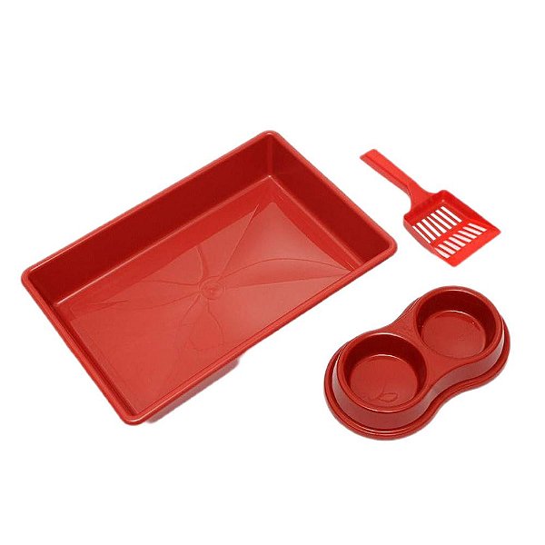 Kit Higienico Para Gatos Rosa - Four Plastic