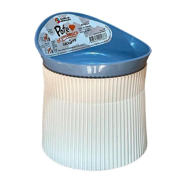 Comedouro Pote Ergonomico Gato 390ml - Azul Pastel