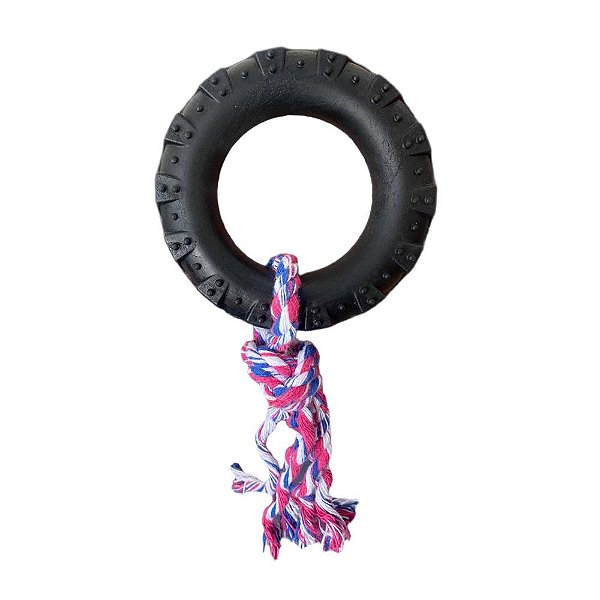 Brinquedo Pneu Black C/corda Grande - 2d Pet