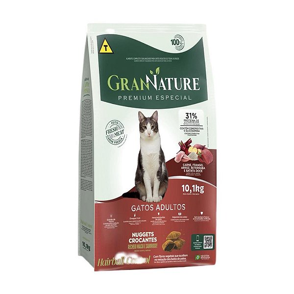 Racao Gran Nature Gatos Adultos Nuggets 10,1 Kg