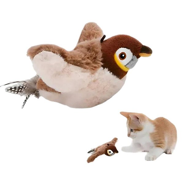 Brinquedo Gato Passaro Bate Asas Interativo 18cm-Bg46