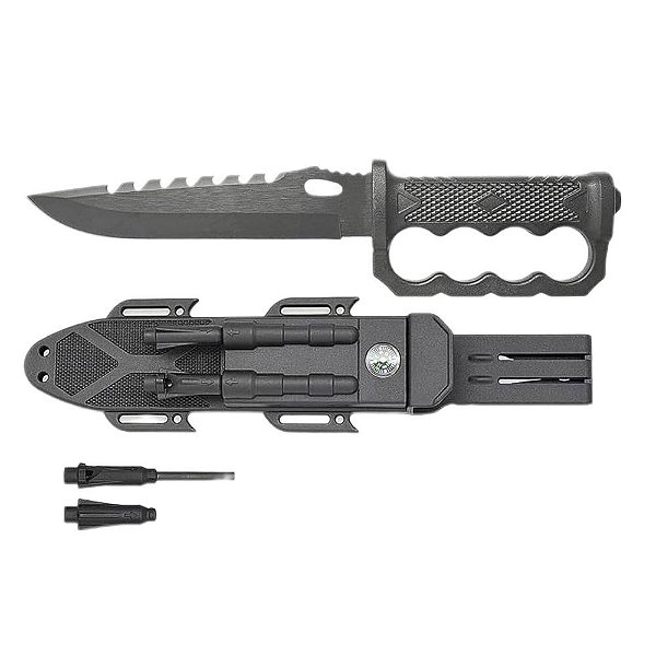 Faca Esportiva C/ Bainha Plastica Apito e Pederneira 2738a - Essencial