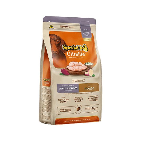 Racao Special Dog Ultralife Rp Light Castrado Frango 3kg