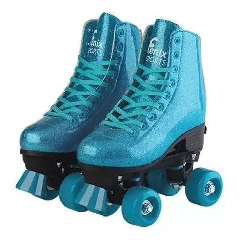 Patins Roller Skate 4 Rodas Ajustáveis Azul/branco Tam.30 a 33