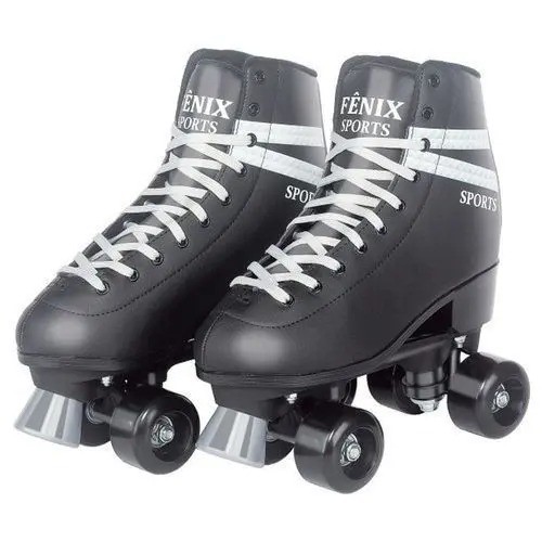 Patins 4 Rodas Clássico Preto 35/38 Roller Skate Tradicional Fenix
