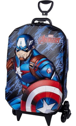 Mochila Rodinha Tripla Avengers Capitão América 3d Maxtoy