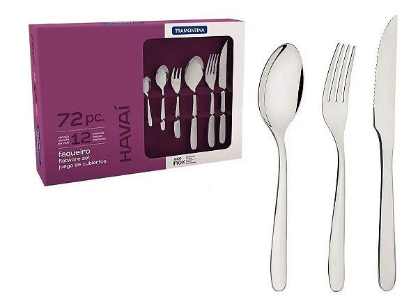 Faqueiro Havai Aço Inox 72 Peças Tramontina 66905150