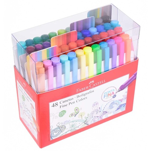 Kit 48 Canetas Ponta Fina Fine Pen Colors Faber Castell