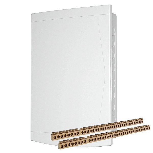 Quadro Distribuição Embutir 27/36 Disjuntores C/ Barramento Porta Branca Tigre