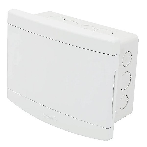Quadro Distribuição Embutir 6/8 Disjuntores S/ Barramento Porta Branca Tigre