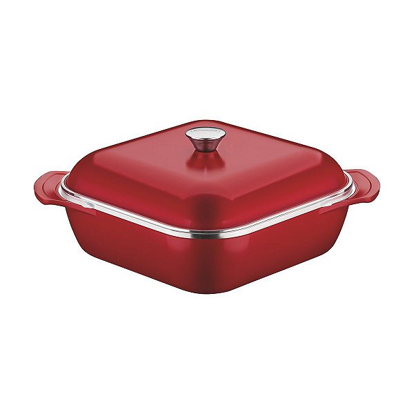 Caçarola Quadrada 28cm 5,5L Lyon Antiaderente Vermelho Tramontina