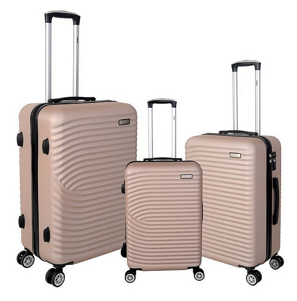 Kit Conjunto 3 Malas de Viagem Quebec Rose Isiway