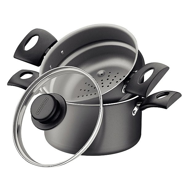 Cuscuzeira Turim 16cm 1,8l Antiaderente Tramontina Chumbo