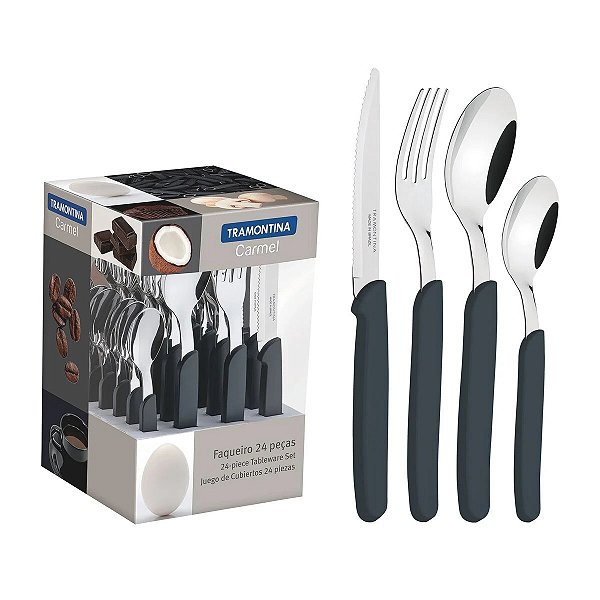 Talheres 24 Peças Carmel Natural Escuro Aço Inox Tramontina
