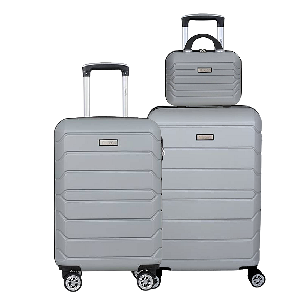 Kit de Malas Viagem Abs Prata Viena P, M e Frasqueira Isiway