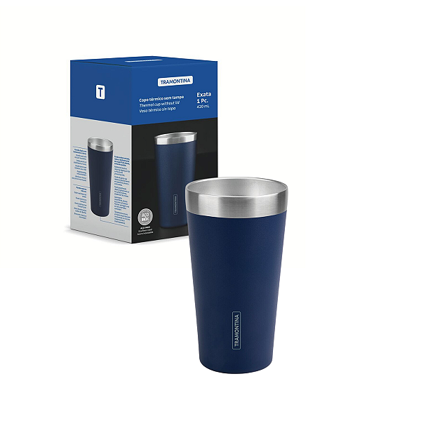 Copo Térmico em Aço Inox Marinho Sem Tampa 420 Ml Tramontina