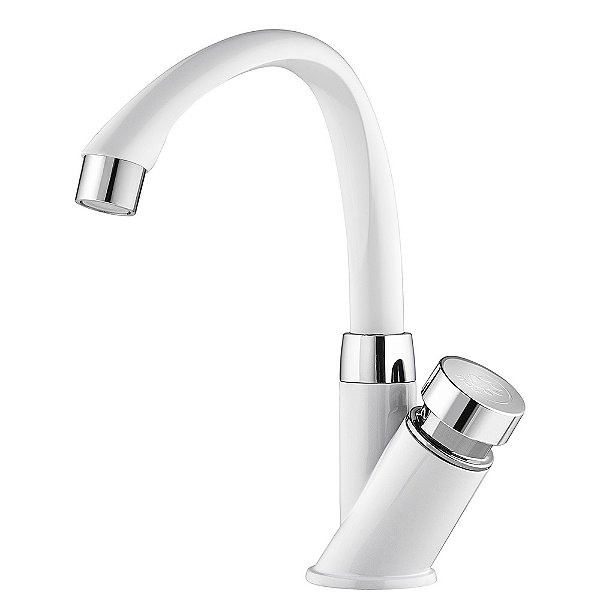 Torneira Lavatório De Mesa Tigre Automática Branco/cromado