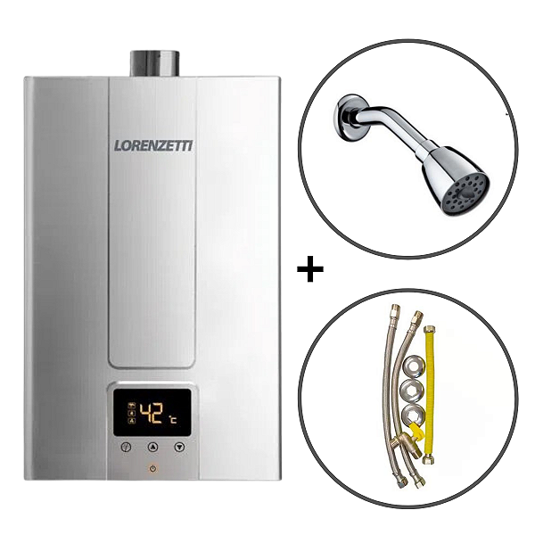 Aquecedor A Gás Lz 1600DE-I GLP com Kit Instalação e Ducha Fitt