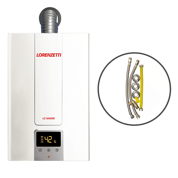 Aquecedor a Gás Lz 1600DE GN com Kit Instalação Lorenzetti