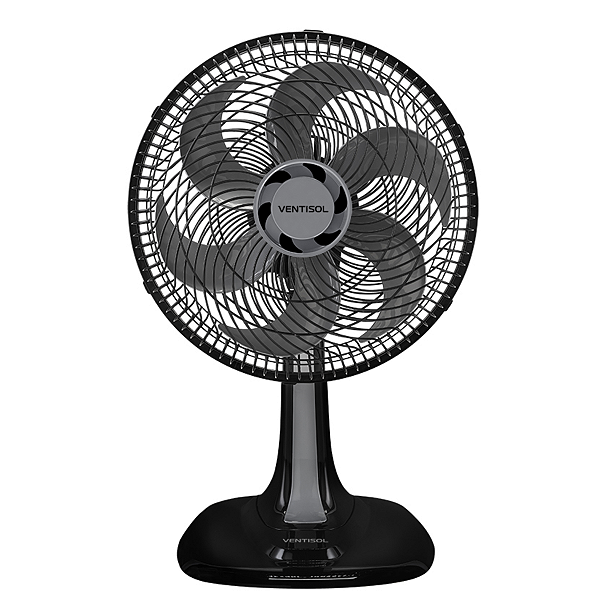Ventilador de Mesa Oscilante 30cm Preto Turbo 6 Pás Premium 220V Ventisol