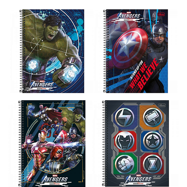 Caderno Espiral Capa Dura Universitário Avengers Game 10M 160fls Sortido Tilibra