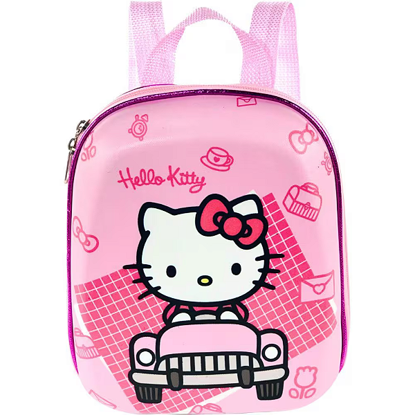 Mochila Escolar P Lancheira Hello Kitty Carro 3d Maxtoy