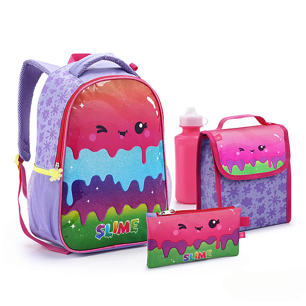 Kit Escolar Infantil 5 peças Slime Seanite