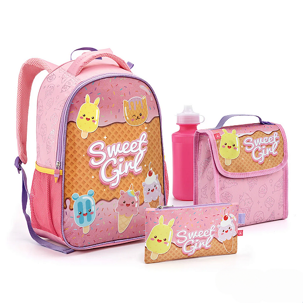 Kit Escolar Infantil 5 peças Sweet Girl Seanite
