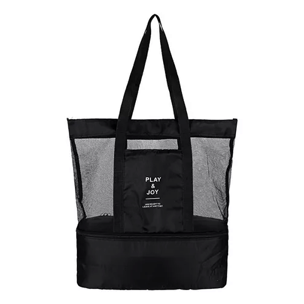 Bolsa de Praia de Rede com Compartimento Térmico Preta